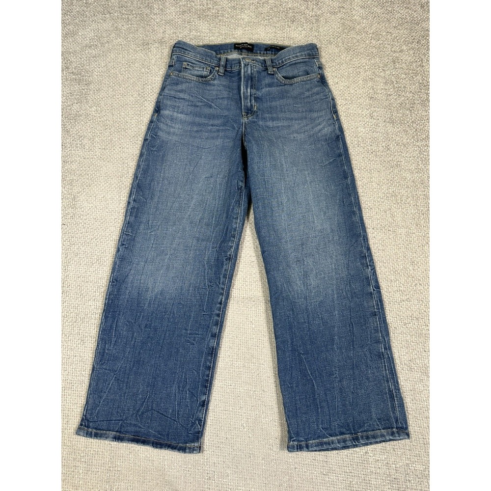 Banana Republic Premium Denim Womens 27 High-Rise Wide Leg Cropped Jeans Stretch